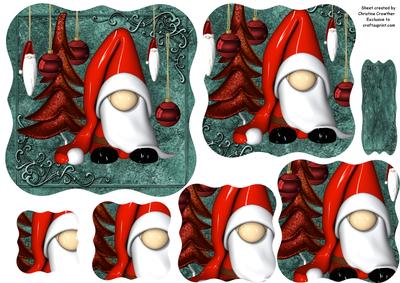 Glass Santa Bracket Pyramid Topper with Blank Sentiment