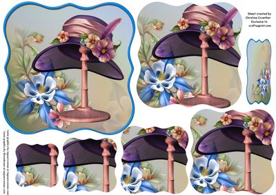 Purple Hat Bracket Pyramid Topper & Blank Sentiment
