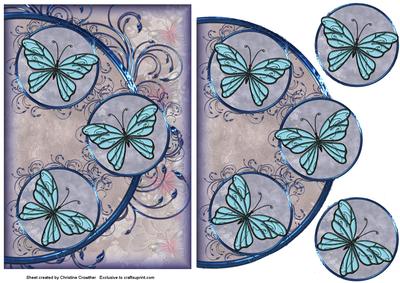 Butterfly Delight Easy Cut Circular Swirl Frame Trio Card