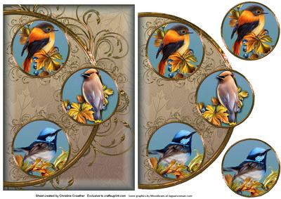 Pretty Birds Easy Cut Circular Swirl Frame Trio Card