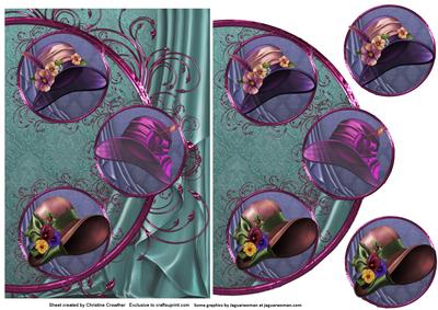 Vintage Hats Easy Cut Circular Swirl Frame Trio Card