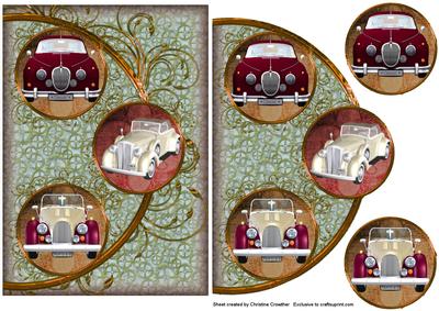 Classic Cars Easy Cut Circular Swirl Frame Trio Card