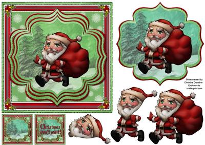 Christmas Won't Wait Panel Decoupage Card