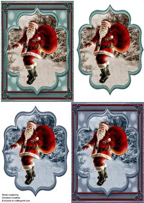 Christmas Delivery - 2 Vintage Santa Quick Cards with Panels