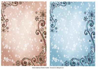Christmas Snowflakes Backgrounds with Glitter Corner Detail