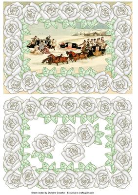 Large Pearly Rose Framed Snowy Rescue