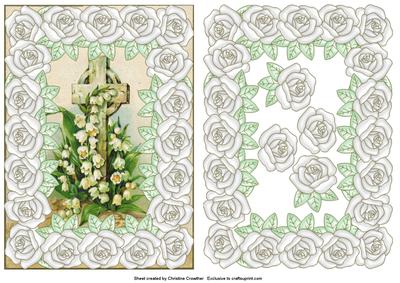 Large Pearly Rose Framed Lily of the Valley Cross
