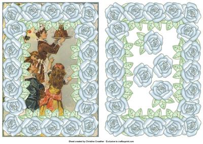 Large Pearly Rose Framed Xmas Pudding Parade