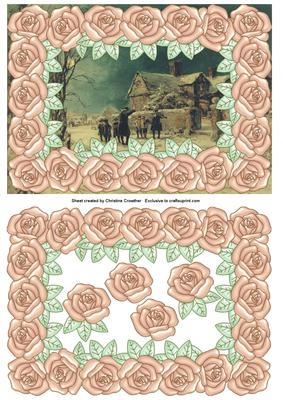 Large Pearly Rose Framed Carol Singers