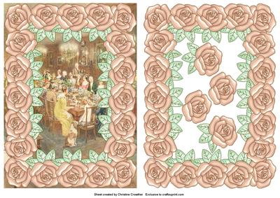 Large Pearly Rose Framed Grand Party Celebration