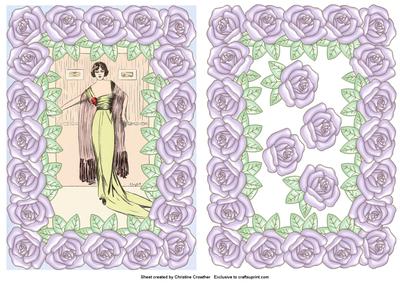 Large Pearly Rose Framed Elegant Lady