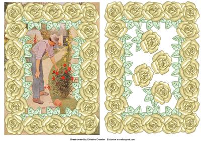 Large Pearly Rose Framed Gentleman Gardener