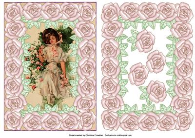 Large Pearly Rose Framed Lady of Leisure