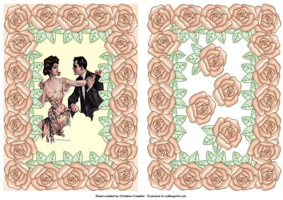 Large Pearly Rose Framed Let's Dance the Tango
