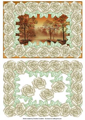 Large Pearly Rose Framed Autumn Serenity