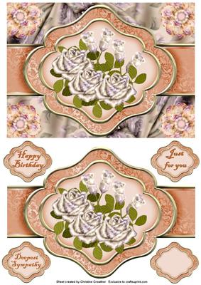 Vintage Roses - Birthday - Sympathy - Ribbon Sash Quick Card