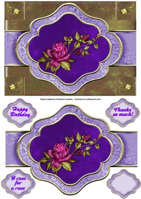A Rose for a Rose -birthday- Thanks - Ribbon Sash Quick Card