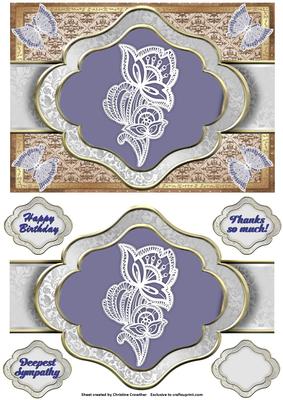 Lace Charms - Thanks - Birthday - Ribbon Sash Quick Card