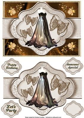 Golden Shimmering Gown - Ribbon Sash Quick Card