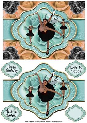 Black Swan Ballerina - Ribbon Sash Quick Card
