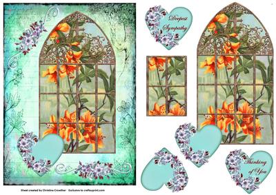 Lily in Church Window - Thinking of You - Deepest Sympathy