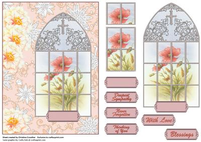 Red Poppy in Church Window - Never Forgotten - Sympathy