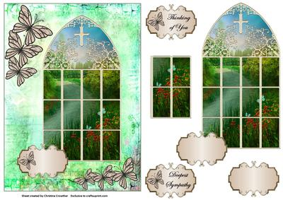 Country Walk Church Window -thinking of You-deepest Sympathy