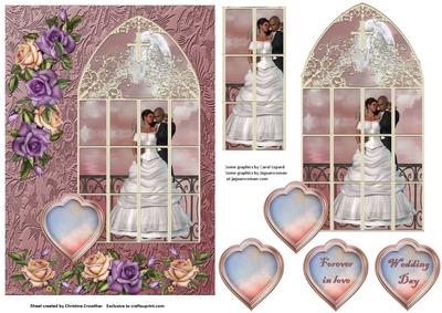 Bridal Couple in Church Window - Wedding - Forever in Love