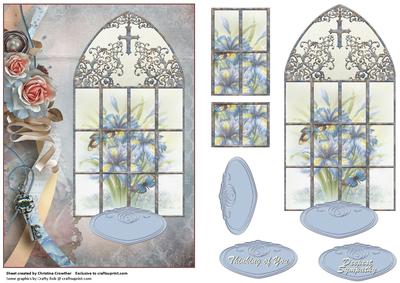 Frilled Iris in Church Window - Thinking of You - Sympathy