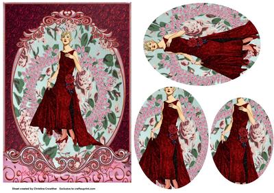 Red Gatsby Lady Fancy Scrolled Oval Pyramid