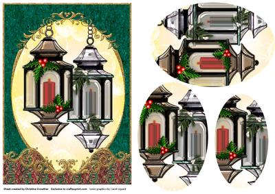 Christmas Lanterns Fancy Scrolled Oval Pyramid