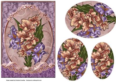 Iris Bouquet Fancy Scrolled Oval Pyramid