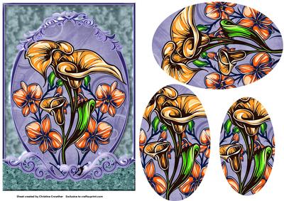 Orange Bouquet Fancy Scrolled Oval Pyramid
