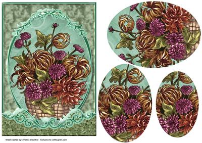 Floral Basket Fancy Scrolled Oval Pyramid