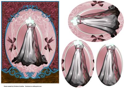 Pink Gown Fancy Scrolled Oval Pyramid