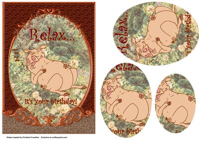 Snoozing Pig Fancy Scrolled Oval Pyramid