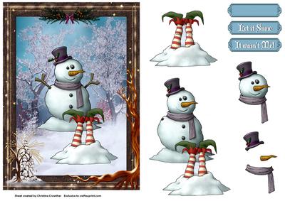 It Wasn't Me! Funny Snowman & Elf Decoupage