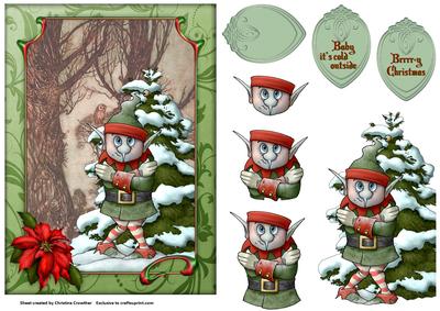 Brrrr-y Christmas Elf Decoupage