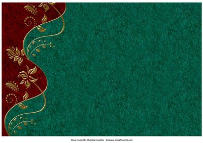 Floral Border Rich Red Green Gold Landscape Background