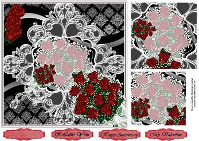 Red Roses Flourish Frame 2-twist Pyramid