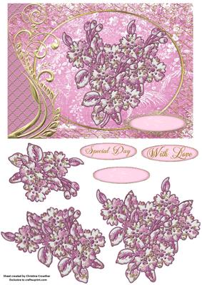 Swirl Framed Applique Flowers - Special Day - with Love