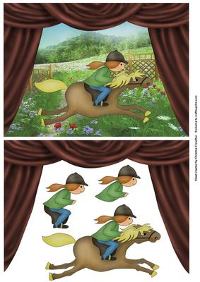 Pony Club Gallop Curtain Framed Decoupage