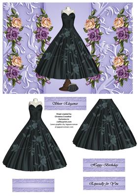 Sheer Elegance Black Gown with Roses