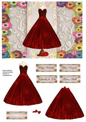 Sheer Elegance Red Gown with Flowers