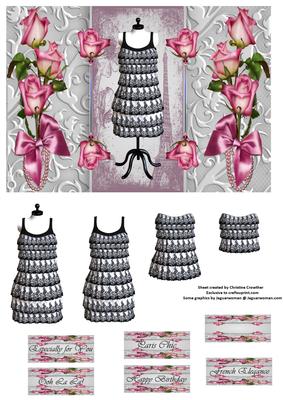 Sheer Elegance Paris Frills Dress with Roses