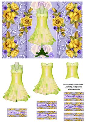 Sheer Elegance Sunshine Chiffon Dress with Roses