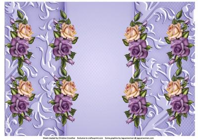 Sheer Elegance Purple and Peach Roses Card Front