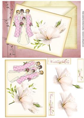 Bride & Bridesmaids Magnolia Wedding Card or Invitation