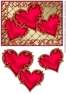 Stunning Red and Gold Love Hearts