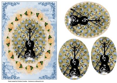 Violin and Roses Flourish Oval Pyramid
